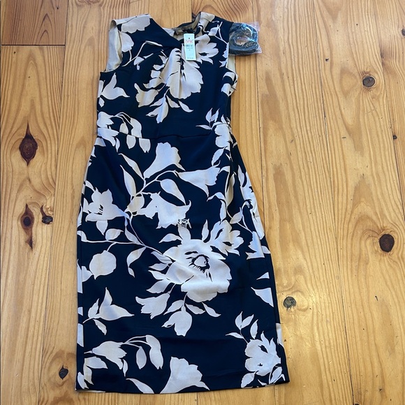 NWT Ann Taylor Black and Tan Floral Midi Dress - Picture 2 of 5